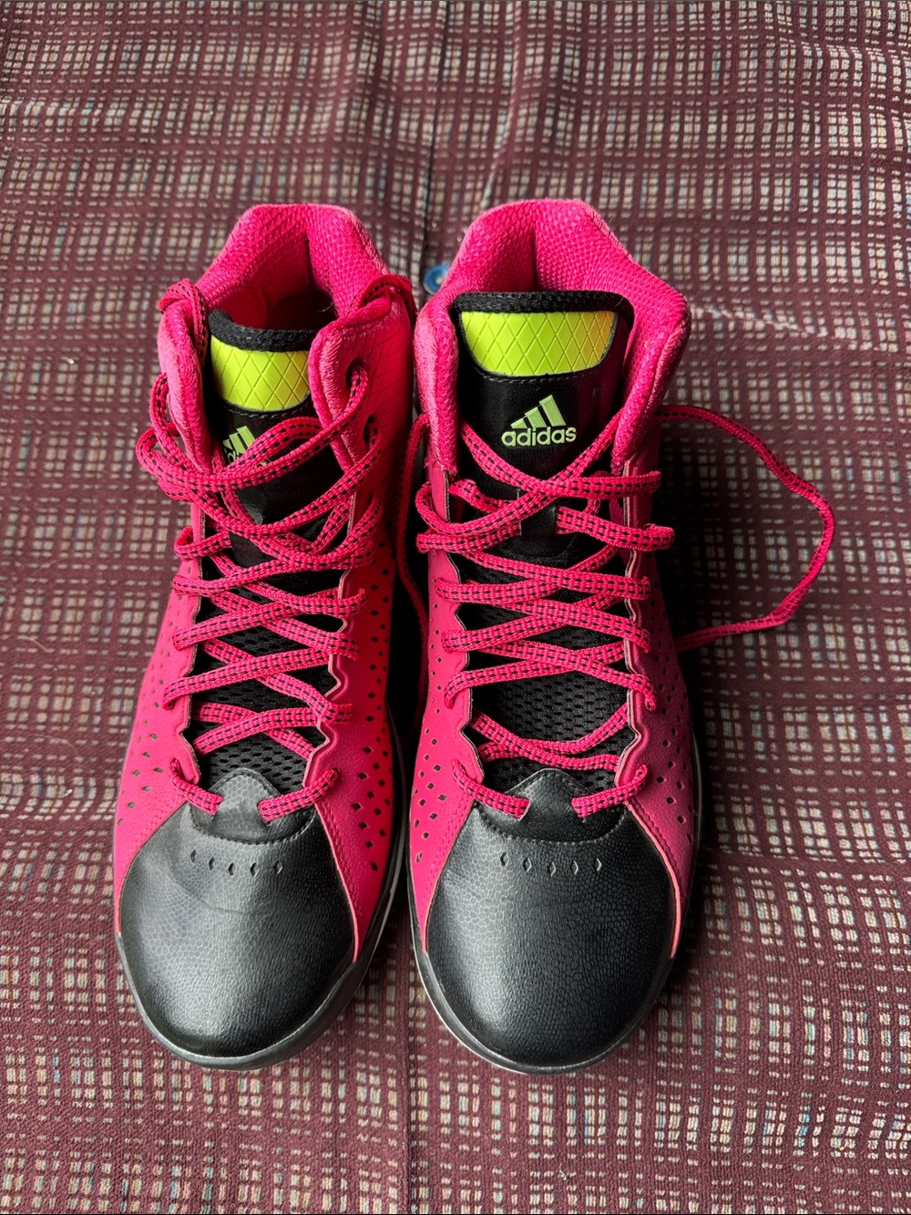 Adidas Women’s Pink and Black High-Top Sneakers